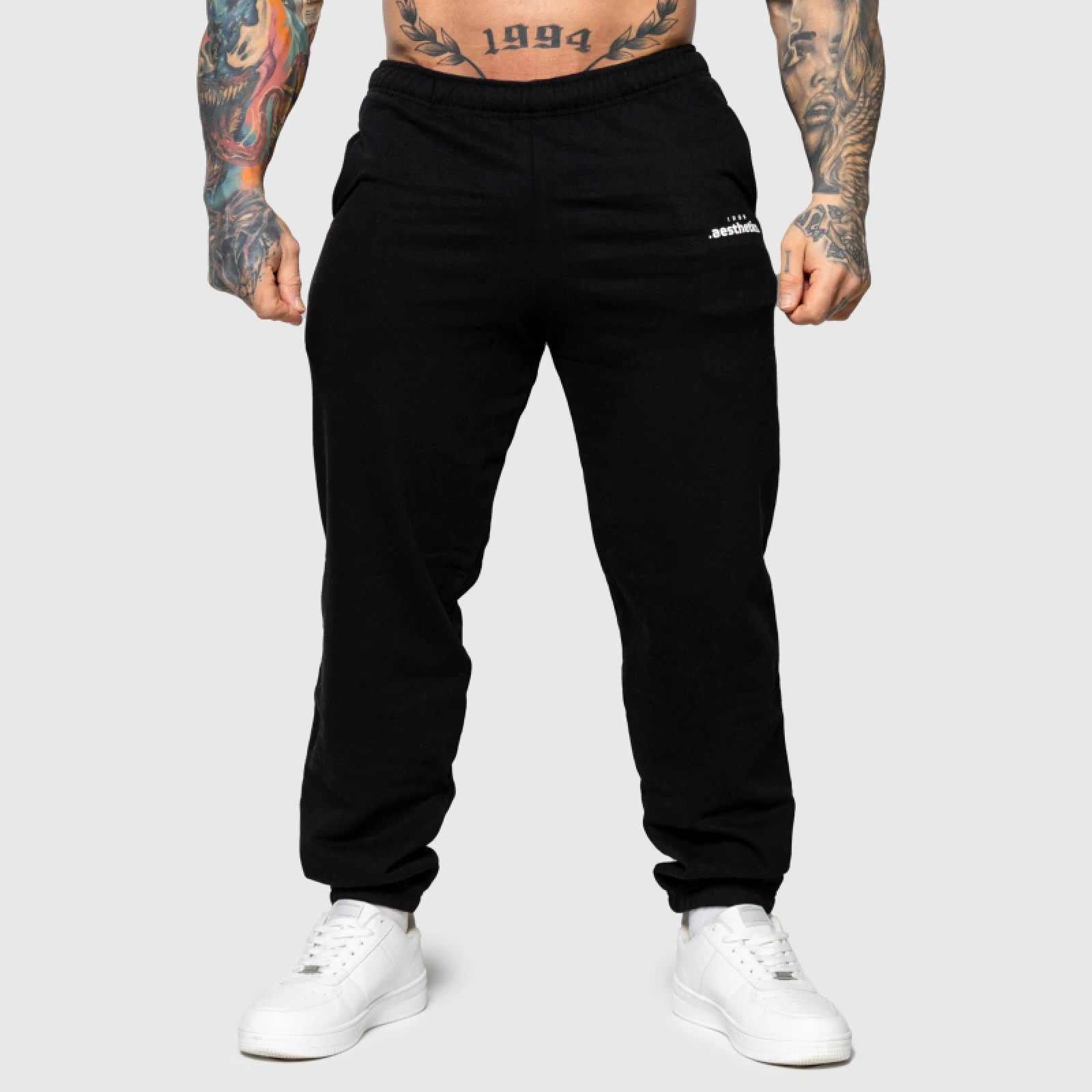 Pantaloni de trening Oversized Iron Aesthetics Relaxed, negri · záber 1