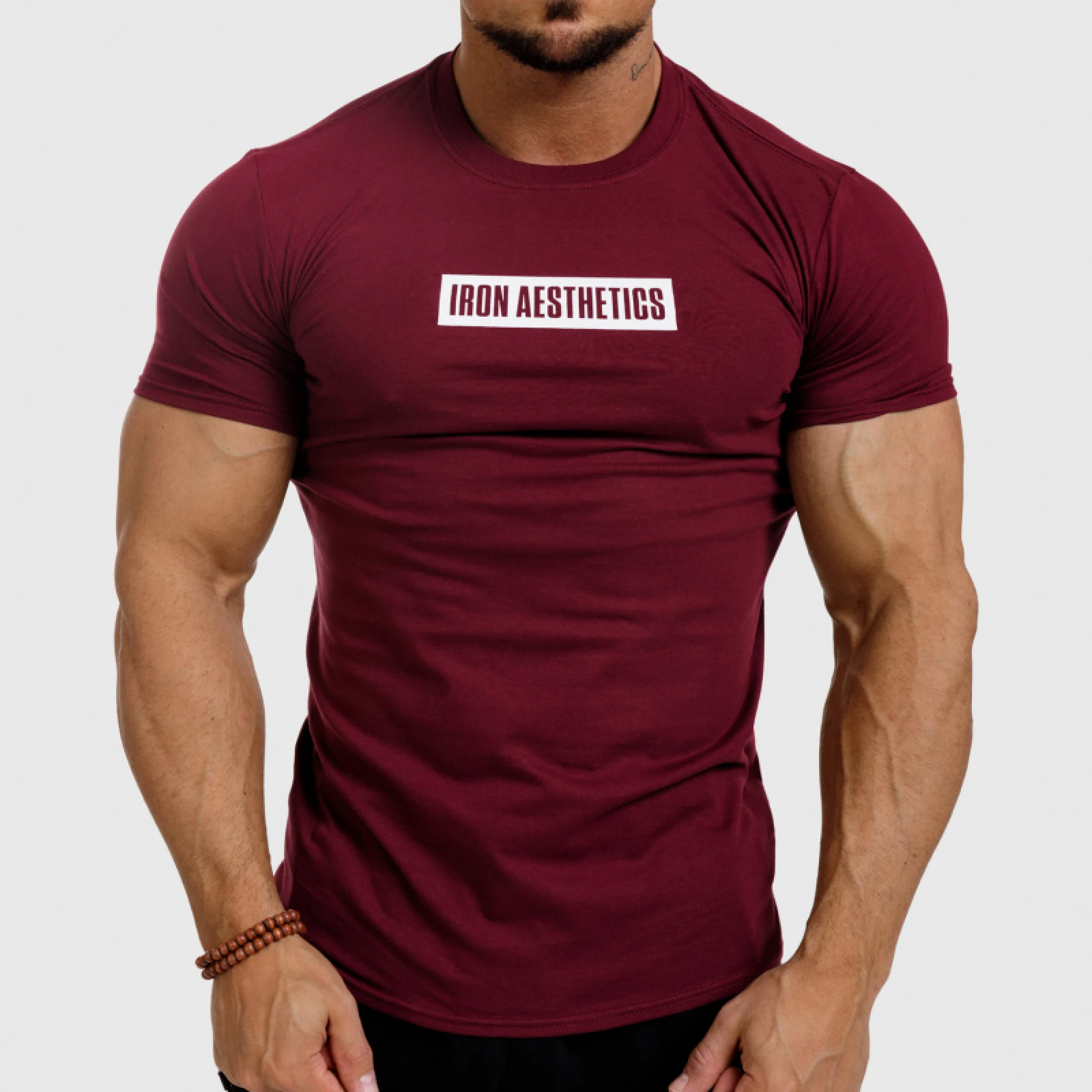 Tricou fitness pentru bărbați Iron Aesthetics Boxed, vișiniu · záber 1