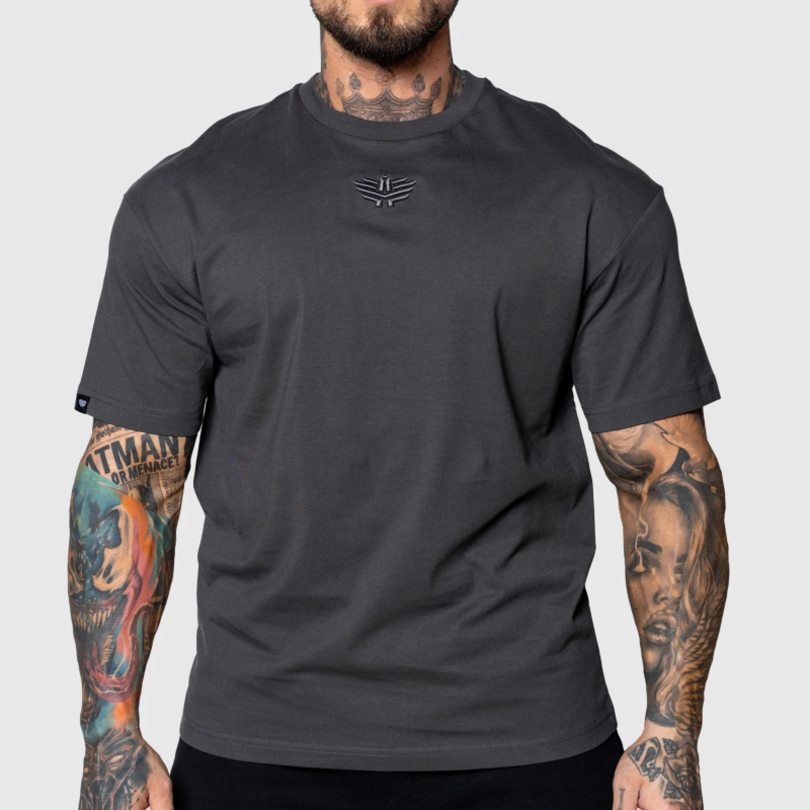 Tricou Oversized Iron Aesthetics 3D, gri · záber 1