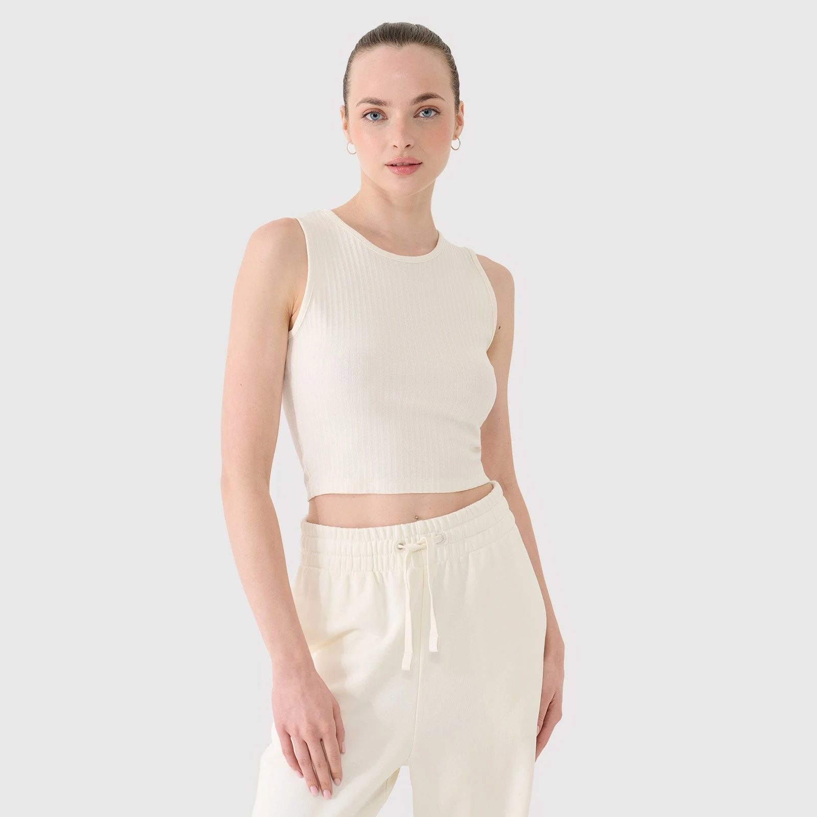 Dámsky pletený crop top - biely · záber 1