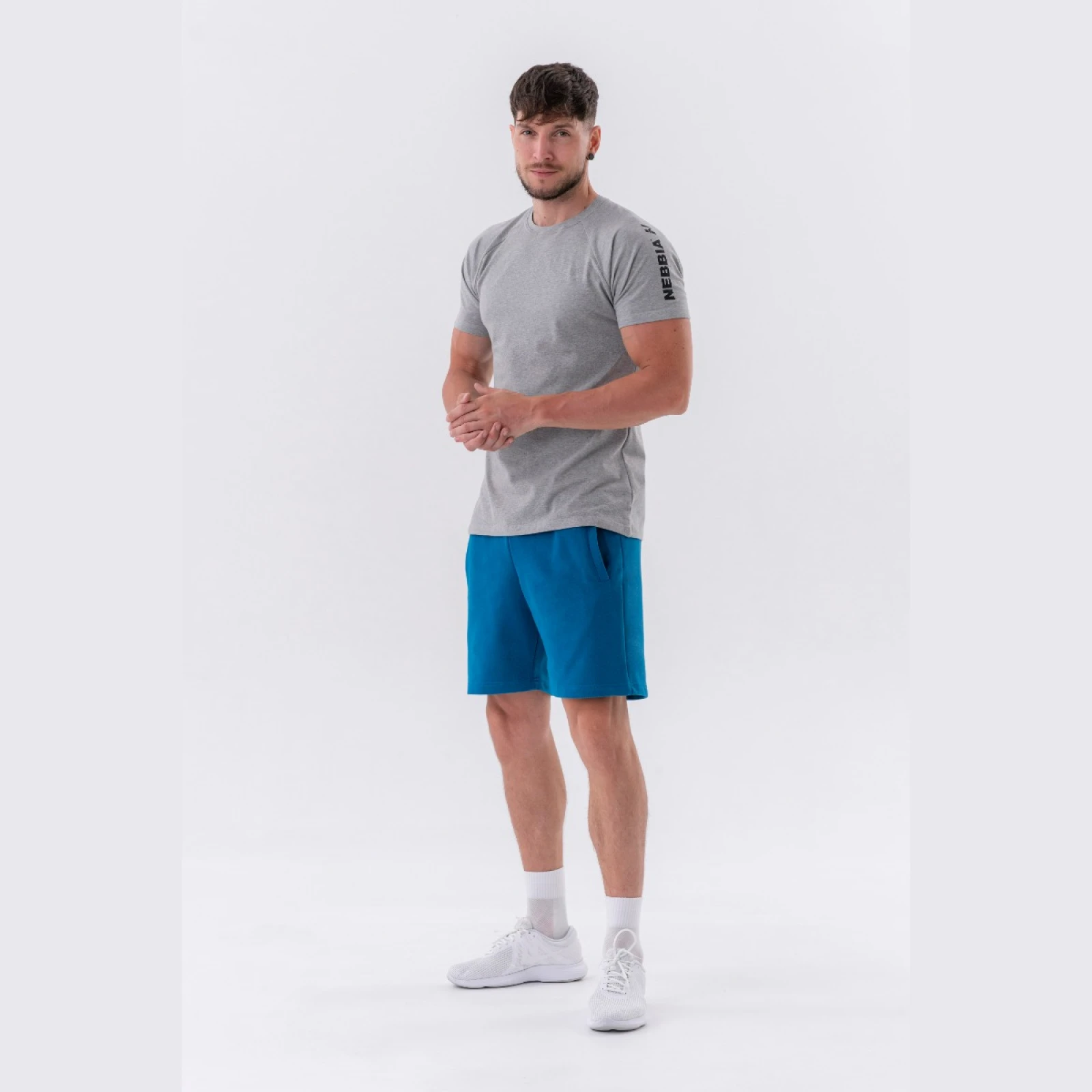 NEBBIA Tricou pentru bărbați Sporty Fit Essentials Light Grey · záber 4