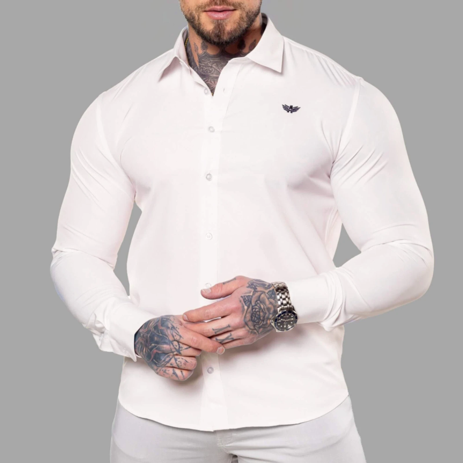 Cămașă stretch Iron Aesthetics Slim Stretch, natural · záber 1