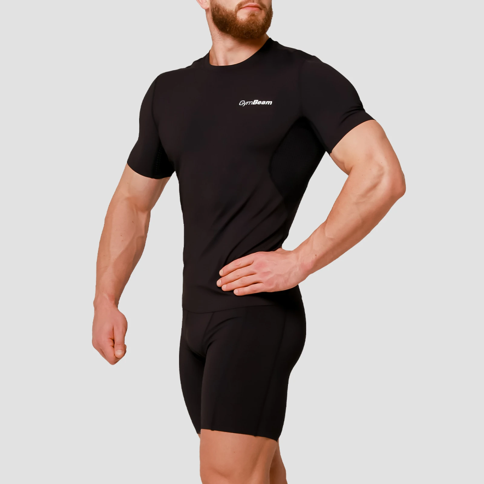 GymBeam Pantaloni scurți de compresie Mid Black · záber 4