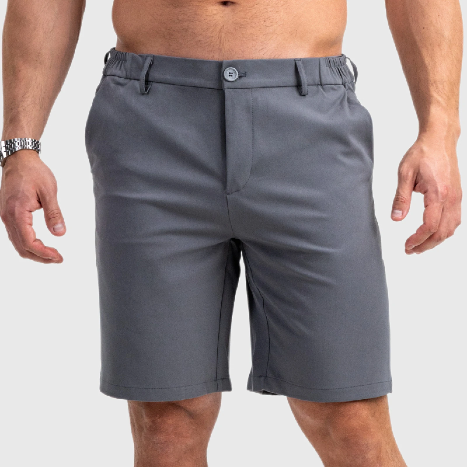 Pantaloni scurți bărbați Iron Aesthetics Chino Flex, gri · záber 1