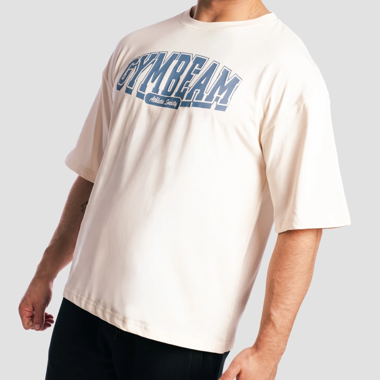 GymBeam Tricou Boxy Athletic Society Cream · záber 3
