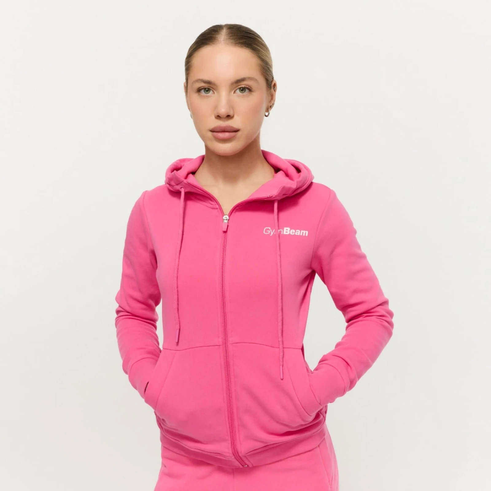GymBeam Hanorac cu fermoar pentru femei Limitless Dragonfruit · záber 1