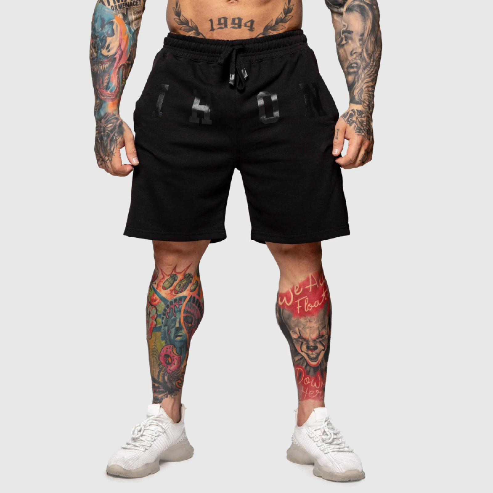 Pantaloni scurți de trening Iron Aesthetics College, negri · záber 1