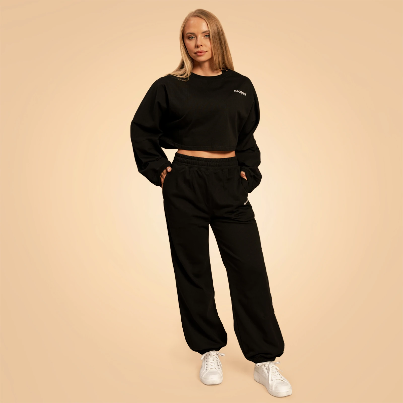 BeastPink Hanorac pentru femei Cropped Bliss Black · záber 5