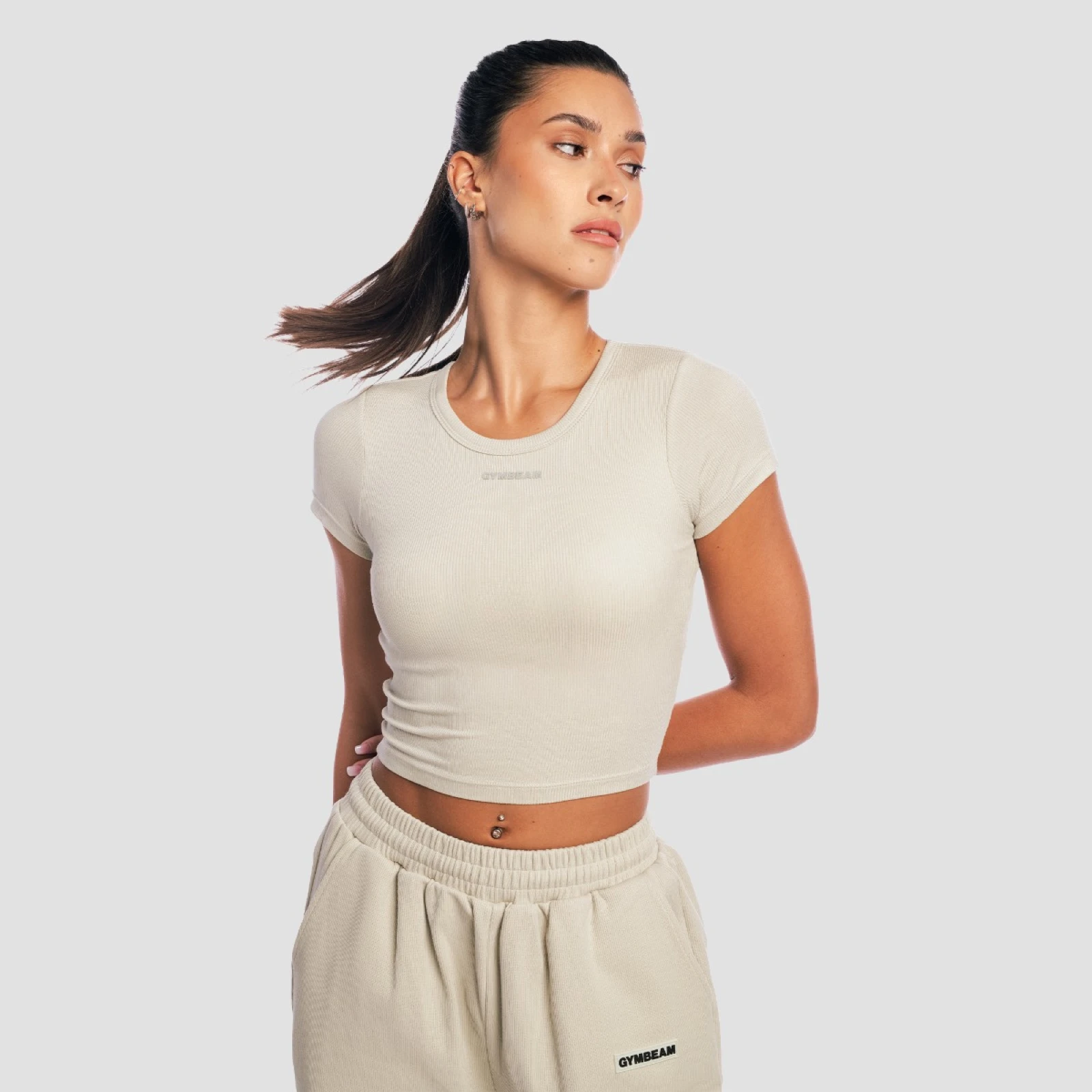 GymBeam Tricou pentru femei Cropped Aura Grey · záber 4