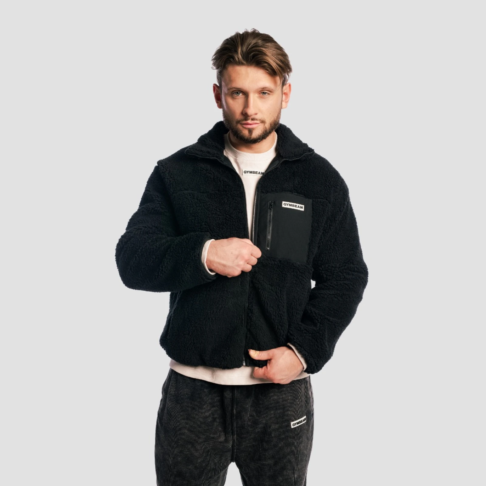 GymBeam Sherpa Jacket Black · záber 4