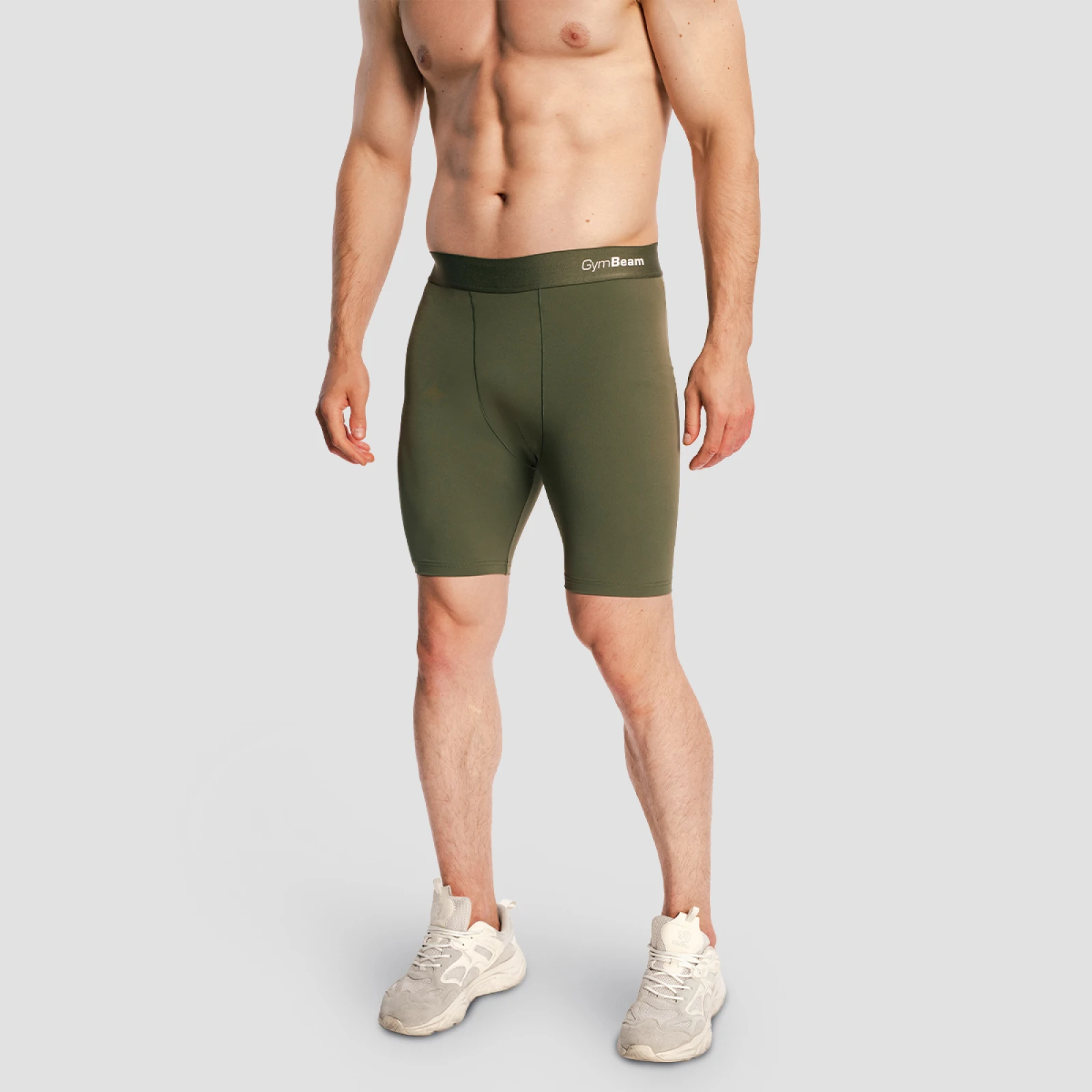 GymBeam Pantaloni scurți pentru bărbați Combat Olive Grey · záber 4
