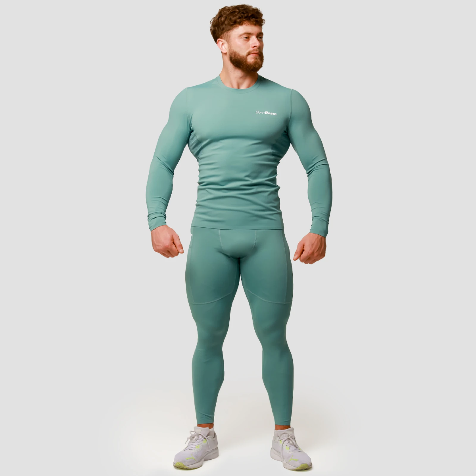 GymBeam Tricou de compresie cu mânecă lungă Mid Blue · záber 5