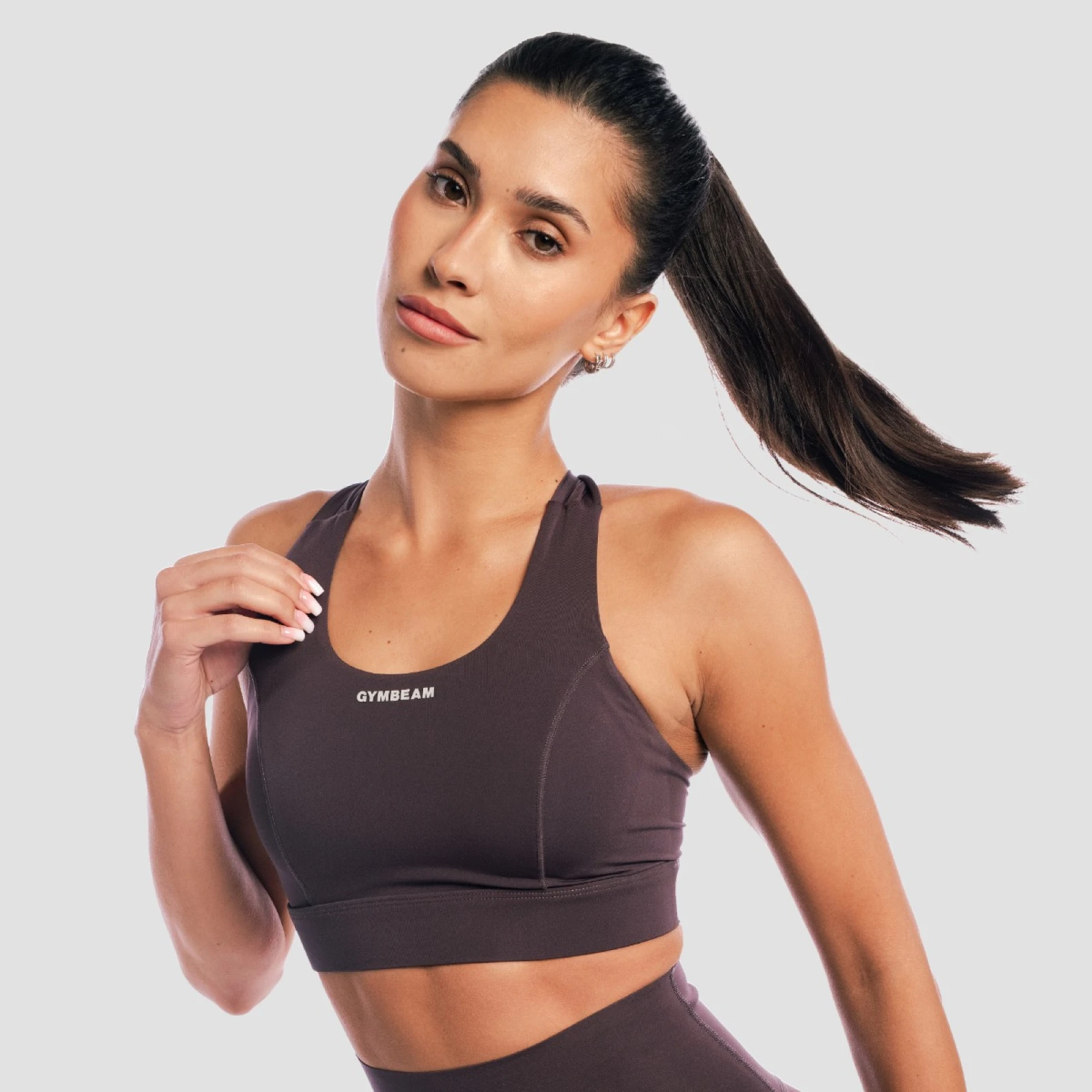 GymBeam Sutien sport Aura Tee Brown · záber 2