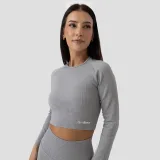 GymBeam Tricou pentru femei FLO Ribbed Crop-Top Grey · záber 3