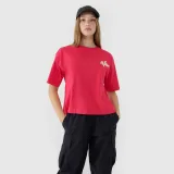 Dámske oversize tričko s potlačou - ružový · záber 1
