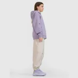 Dievčenské casual nohavice typu jogger so širokými nohavicami - béžové · záber 2