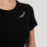 GymBeam Tricou pentru femei Tribal Ribbed Black · záber 3
