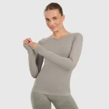 Dámsky rýchloschnúci slim longsleeve na jogu a pilates - zelený · záber 1
