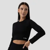 GymBeam Tricou pentru femei FLO Ribbed Crop Top Black · záber 1