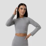 GymBeam Tricou pentru femei FLO Ribbed Crop-Top Grey · záber 1