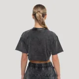 GymBeam Tricou cropped pentru femei Abyss Charcoal · záber 4