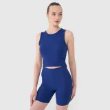 Dámsky pletený crop top - tmavomodrý · záber 1