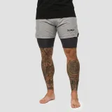 GymBeam Pantaloni scurți pentru bărbați 2in1 Iron Smoke · záber 1