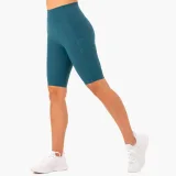 Ryderwear Pantaloni scurți de ciclism pentru femei cu buzunare Reset High Waisted Teal · záber 2