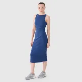 Dámske pletené šaty z rebrovaného materiálu - tmavomodré · záber 1