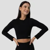GymBeam Tricou pentru femei FLO Ribbed Crop Top Black · záber 3