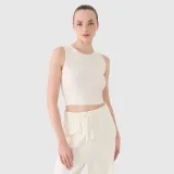 Dámsky pletený crop top - biely · záber 1