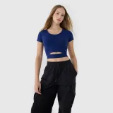 Dámske crop top tričko bez potlače - tmavomodré · záber 1