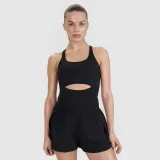 Dámsky rýchloschnúci tréningový slim top 4F x Anna Lewandowska - čierny · záber 1