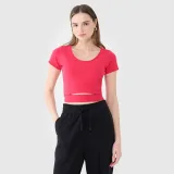 Dámske crop top tričko bez potlače - ružové · záber 1