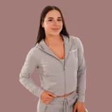GymBeam Hanorac pentru femei Zip-up TRN Grey · záber 5