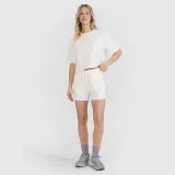 Dámske crop-top tričko z vaflovej pleteniny - biele · záber 2