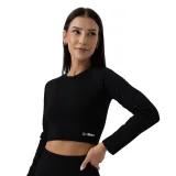 GymBeam Tricou pentru femei FLO Ribbed Crop Top Black · záber 5