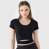 Dámske crop top tričko bez potlače - čierne · záber 1