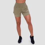 GymBeam Pantaloni scurți de alergare pentru femei 2in1 Pulse Vetiver · záber 1