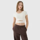 Dámske crop top tričko bez potlače - biele · záber 1