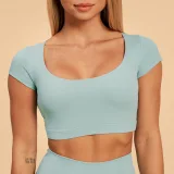 BeastPink Tricou cropped pentru femei Storm Blue · záber 2