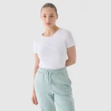 Dámske slim tričko s potlačou - biele · záber 1