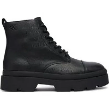 Calvin Klein Pohodni čevlji Lugged Mid Lace Up Tc Tu Lth HM0HM02267 Črna