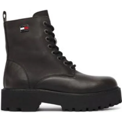 Pohodni čevlji Tommy Jeans Tjw Platform Brushed Lth Boots EN0EN03141 Črna