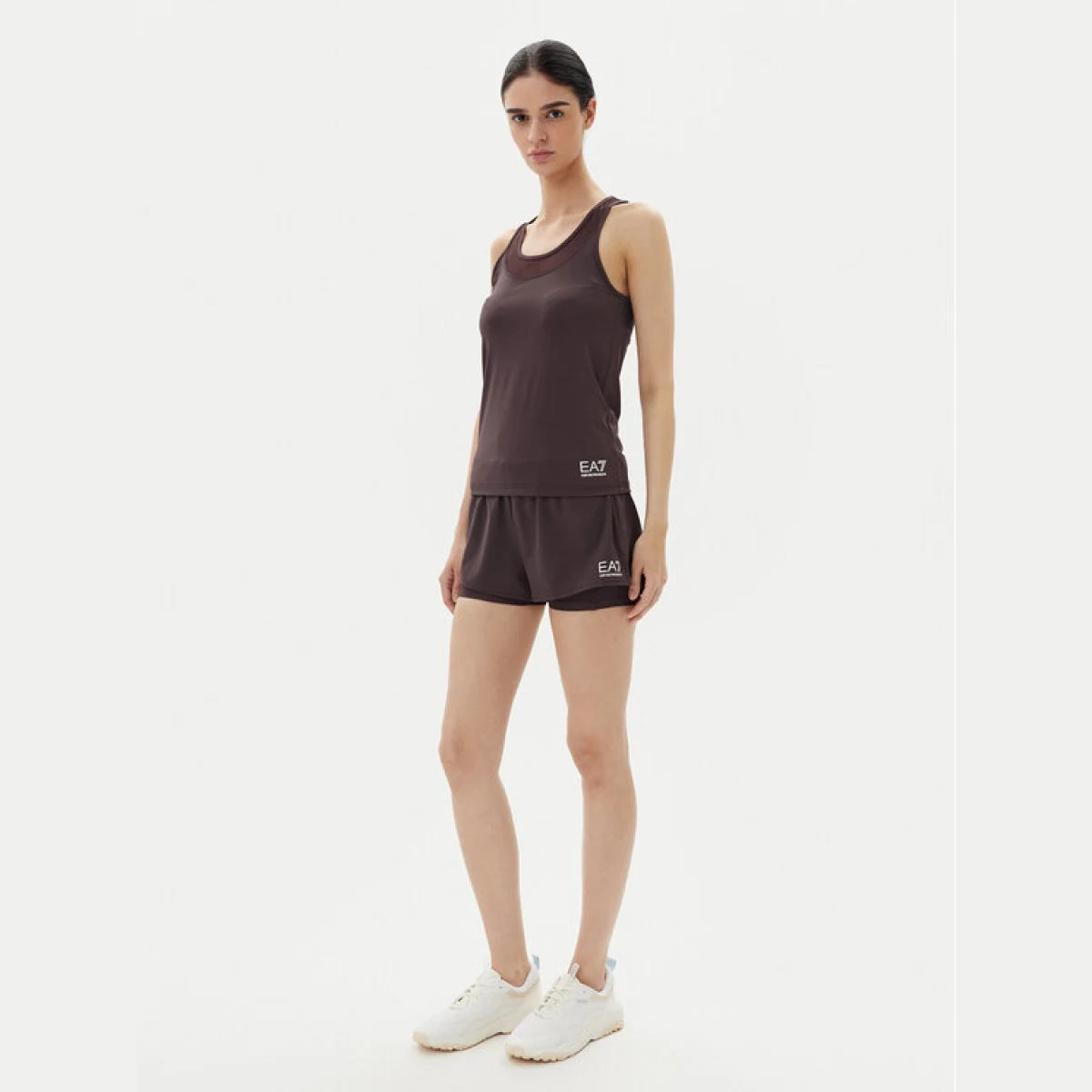 EA7 Emporio Armani Športne kratke hlače 7W000240 AF13662 U6278 Rjava Regular Fit - Velikost: L | Barva: hnedá | Starostna skupina: Odrasli | Spol: Ženske · záber 2
