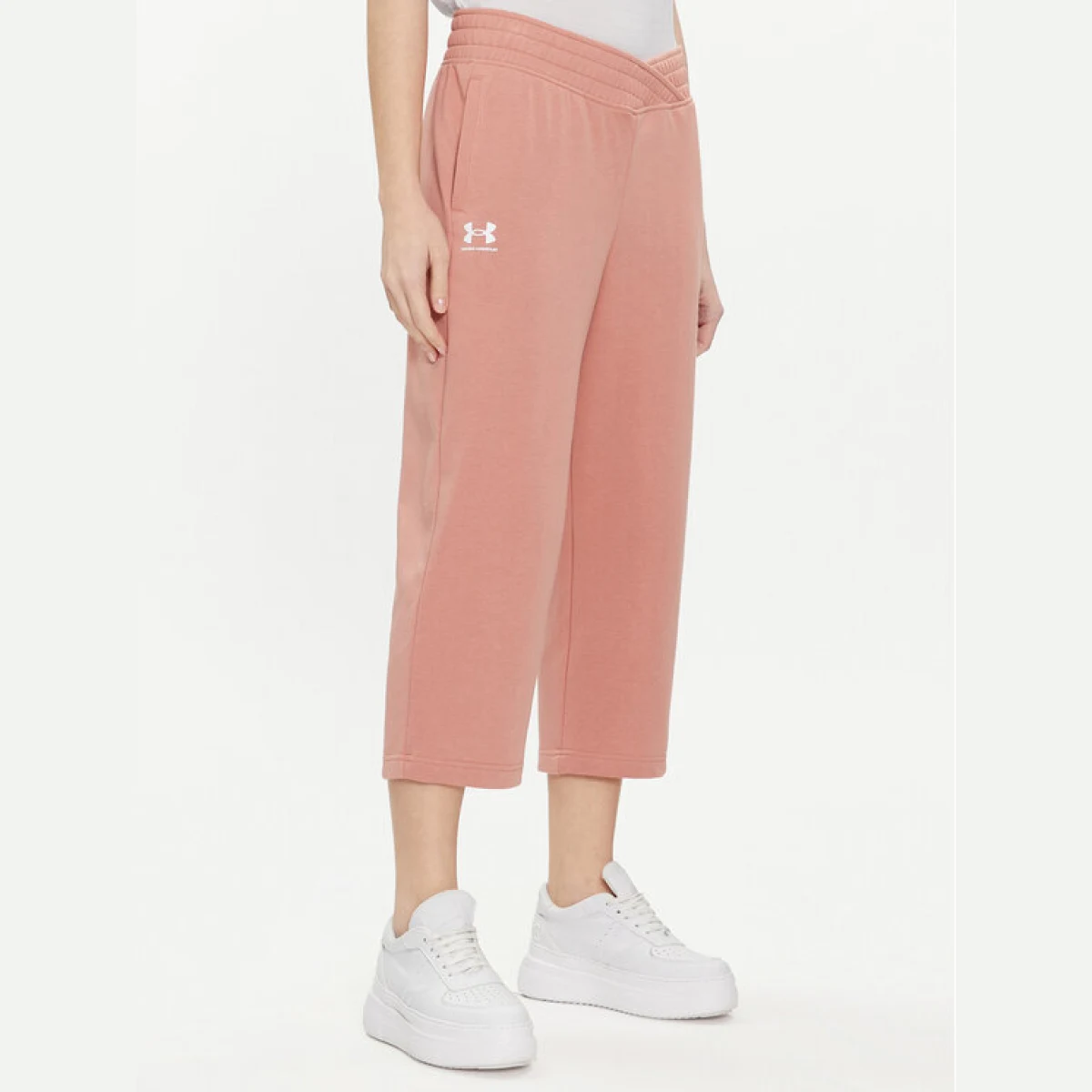 Under Armour Spodnji del trenirke Ua Rival Terry Crop Wide Leg 1382737-696 Roza Loose Fit · záber 2