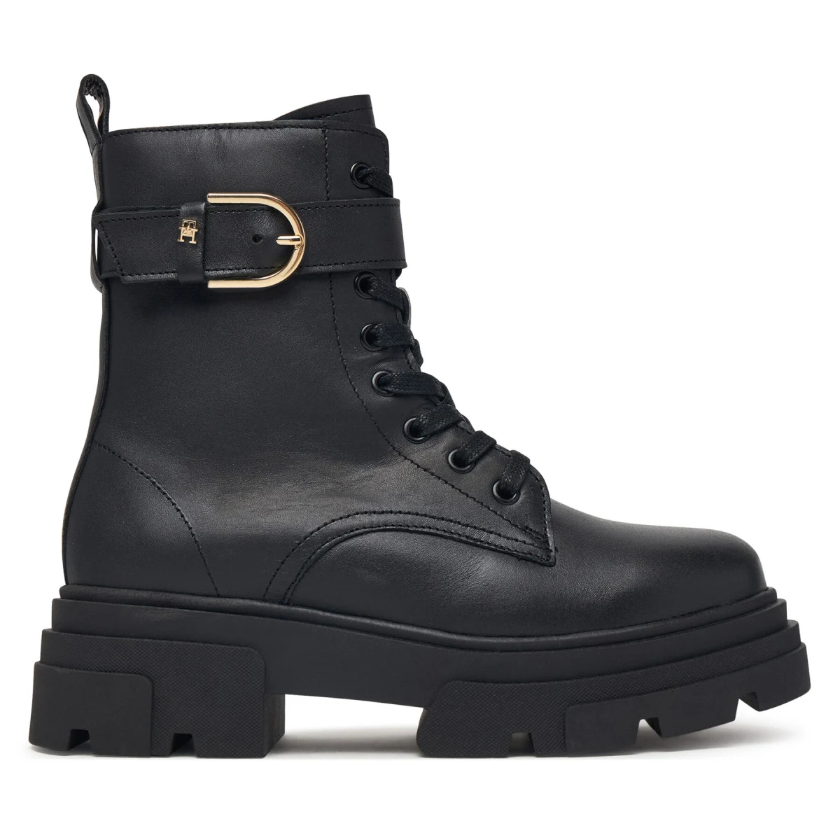 Pohodni čevlji Tommy Hilfiger Leather Th Buckled Lace-Up Boot FW0FW09550 Črna · záber 2