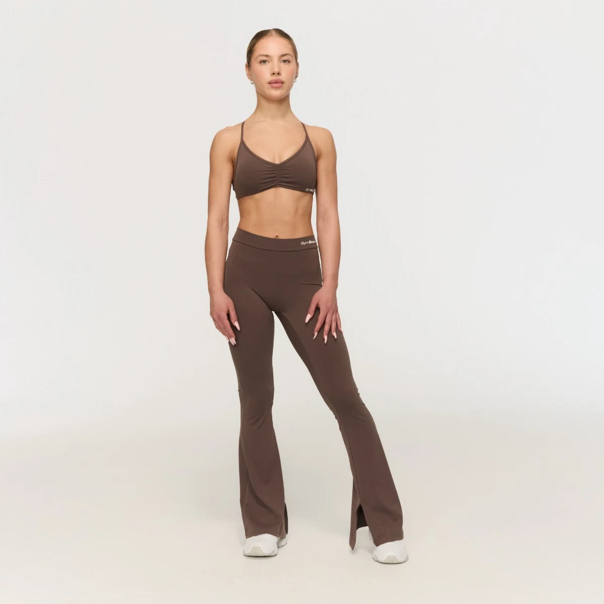 GymBeam Ženske hlače Fierce V-Back Cappuccino - Barva: hnedá | Starostna skupina: Odrasli | Teža: 0,282 g | Pakiranje: 76 · záber 6