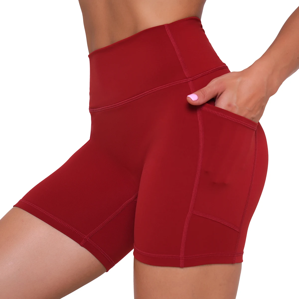 GymBeam Ženske kratke hlače Ignite Dark Red - Velikost: XS | Barva: červená | Starostna skupina: Odrasli | Teža: 0,104 g | Pakiranje: 140 · záber 6