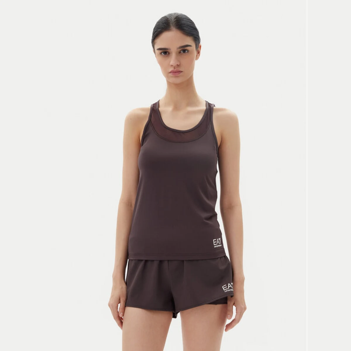 EA7 Emporio Armani Športna majica 7W000237 AF12509 U6278 Rjava Regular Fit - Velikost: XXL | Barva: hnedá | Starostna skupina: Odrasli | Spol: Ženske · záber 2